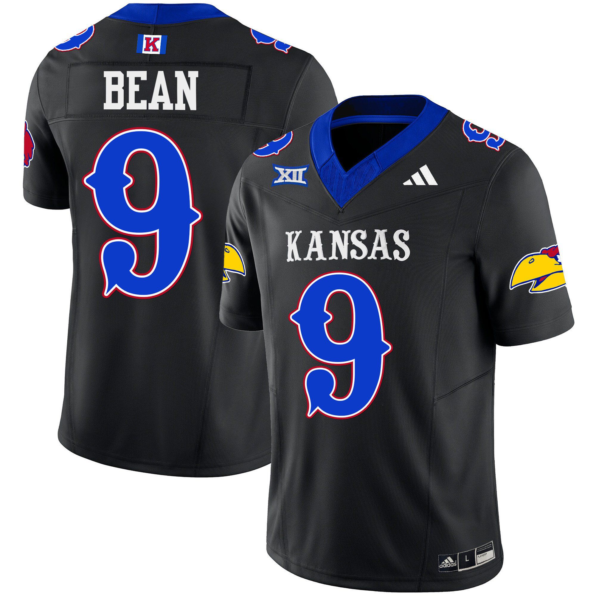 Men Kansas Jayhawks #9 Bean Black 2024 Blackhawk Vapor Limited NCAA Jersey